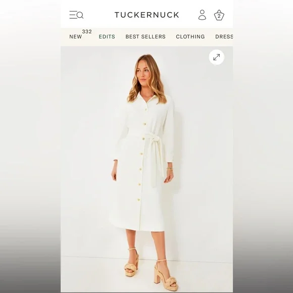Tuckernuck Cream Long Sleeve Button-Down Dress
